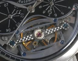 Lukado automata karóra, segédkörökkel, napkijelzéssel, részben szkeleton szerkezettel, fém szíjjal, ...