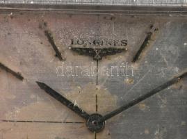 Longines mechanikus karóra, korrodált számlap, működik, bőr szíjjal, 32x32 mm
