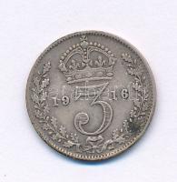 Nagy-Britannia 1916. 3p Ag "V. György" T:XF,VF patina Great Britain 1916-1917. 3 Pence Ag "George V" C:XF,VF patina