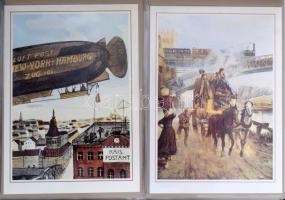 kb 150 modern német kiadású képeslap: postatörténet, katonai egyenruhák stb. osztott lapos képeslap ...