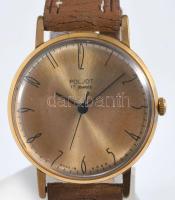 Poljot 17 köves mechanikus karóra, bőr szíjjal, működik, d: 34mm