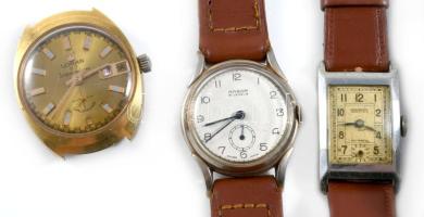 5 darab mechanikus férfi karóra, Arbor, Telda, Pontia, Logan, Regi, vegyes állapotban