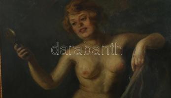 Lengyel-Reinfuss Ede (1873-1942): Női akt lepellel, 1922. Olaj, karton, jelezve balra lent. Apró fel...