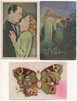 7 db RÉGI zsáner motívum képeslap vegyes minőségben: szerelmes párok / 7 pre-1945 motive postcards i...