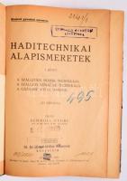 Schmoll Endre: Haditechnikai alapismeretek. I. köt. A szállítási módok technikája. A szállító vonalak technikája. A gázharc (vegyi háború). Bp., 1929, szerző (Ábrahám és Sugár-ny.), 503+[1] p. Egyetlen kiadás. Átkötött félvászon-kötésben, kissé viseltes borítóval, intézményi bélyegzőkkel. Ritka!