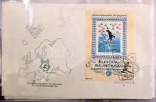 73 db FDC, bélyegzés nélküli FDC, díjjegyes és egyéb küldemények, levélberakóban