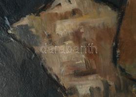 Abrudán Péter (1907-1979): Rönkhúzók. Olaj, karton, jelezve balra fent. Kétoldalas mű, hátoldala táj...