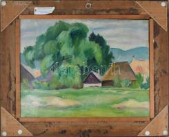 Abrudán Péter (1907-1979): Rönkhúzók. Olaj, karton, jelezve balra fent. Kétoldalas mű, hátoldala táj...