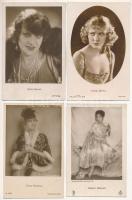 4 db RÉGI motívum képeslap, fotólap: külföldi színésznők / 4 pre-1945 motive photo postcards: foreign actresses