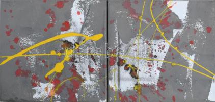 Puha Ferenc (1951-): Diptichon. Akril, vászon, jelzett a hátoldalán. Két darabból álló mű. 20×20x2 (20x40) cm.