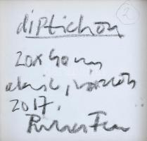 Puha Ferenc (1951-): Diptichon. Akril, vászon, jelzett a hátoldalán. Két darabból álló mű. 20×20x2 (...