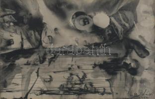 Vinkler László (1912-1980): Látomás. Tus, papír, jelzett. Üvegezett fakeretben. 19,5×29 cm.