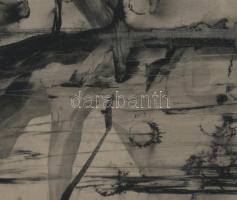 Vinkler László (1912-1980): Látomás. Tus, papír, jelzett. Üvegezett fakeretben. 19,5×29 cm