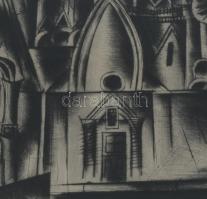Gross-Bettelheim Jolán (1900-1972): Orosz templomtornyok. Hidegtű, papír, jelzett. Üvegezett keretbe...