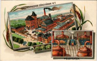 Budapest X. Haggenmacher Sörgyárak Rt. Kőbányai sörgyára, főzőterem, belső. Art Nouveau, litho (fl)
