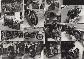 Régi motorok és azok részletei, motorversenyek felvételeinek reprodukciós előhívásai, 18 db fotó, 9×12 cm