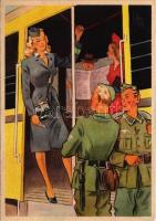 Die Straßenbahnschaffnerin. "Frauen schaffen für euch" Erich Gutjahr Bildverlag Nr. 649. /...