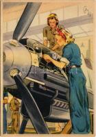 Im Flugzeugbau. "Frauen schaffen für euch" Erich Gutjahr Bildverlag Nr. 652. / Aircraft bu...
