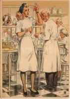 Die Laborantin. "Frauen schaffen für euch" Erich Gutjahr Bildverlag Nr. 664. / The laborat...