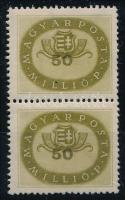 1946 Milliós 50 Millió P függőleges pár eltolódott értékszámmal / Mi 904 pair with shifted numbers