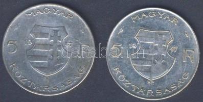 1947. 5Ft Ag "Kossuth" (2x) T:3+,3-