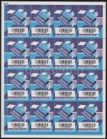 1998 Belföldi kiscsomag bélyeg középen hajtott teljes ív (250.000) / Parcel stamp Mi 1 folded comple...