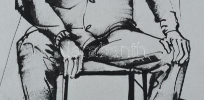 Neuberger István (1953-): Popejka Károly, 2006 körül. Tus, toll, papír. Jelzett. 42x30 cm