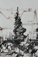 Neuberger István (1953-): Házvégek, 2003. Tus, toll, papír. Jelzett. 30x42 cm