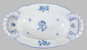 1891-1906 Rosenthal virágmintás kínáló, jelzett, fülén repedéssel, 26x15,5 cm