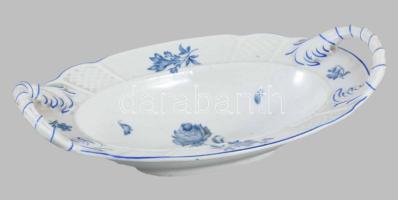 1891-1906 Rosenthal virágmintás kínáló, jelzett, fülén repedéssel, 26x15,5 cm