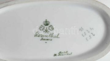 1891-1906 Rosenthal virágmintás kínáló, jelzett, fülén repedéssel, 26x15,5 cm