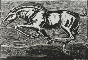 Neuberger István (1953-): Iram, 2002. Linómetszet, papír. Jelzett. Művészpéldány EA 5/10 számozással. 30x40 cm