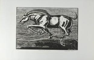 Neuberger István (1953-): Iram, 2002. Linómetszet, papír. Jelzett. Művészpéldány EA 5/10 számozással...