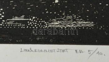 Neuberger István (1953-): Iram, 2002. Linómetszet, papír. Jelzett. Művészpéldány EA 5/10 számozással...