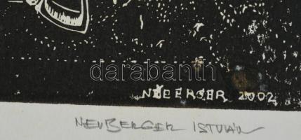 Neuberger István (1953-): Iram, 2002. Linómetszet, papír. Jelzett. Művészpéldány EA 5/10 számozással...