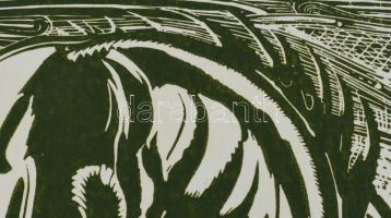 Neuberger István (1953-): Csökönyös ló, 2002. Linómetszet, papír. Jelzett. Művészpéldány EA 6/10 szá...