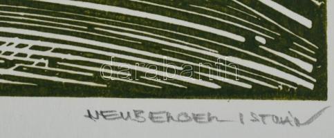 Neuberger István (1953-): Csökönyös ló, 2002. Linómetszet, papír. Jelzett. Művészpéldány EA 6/10 szá...