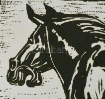 Neuberger István (1953-): Vágta, 2002. Linómetszet, papír. Jelzett. Művészpéldány EA 6/10 számozássa...