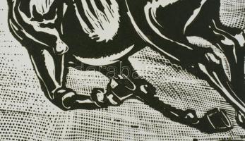 Neuberger István (1953-): Vágta, 2002. Linómetszet, papír. Jelzett. Művészpéldány EA 6/10 számozássa...