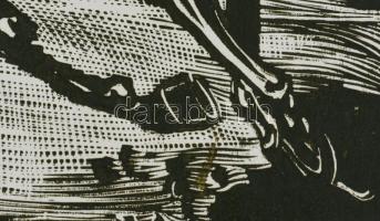 Neuberger István (1953-): Vágta, 2002. Linómetszet, papír. Jelzett. Művészpéldány EA 6/10 számozássa...