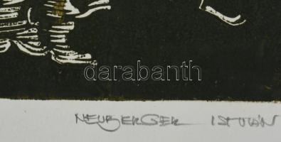 Neuberger István (1953-): Vágta, 2002. Linómetszet, papír. Jelzett. Művészpéldány EA 6/10 számozássa...