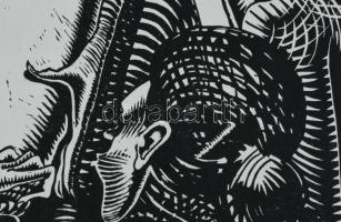 Neuberger István (1953-): Viktória, 1988. Linómetszet, papír. Jelzett. II/10 számozással. Párdarabja...