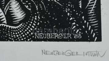 Neuberger István (1953-): Viktória, 1988. Linómetszet, papír. Jelzett. II/10 számozással. Párdarabja...