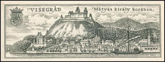 Vertel József (1922-1993): Visegrád Mátyás király korában. Rézkarc, papír, jelzett, 5x14,5 cm