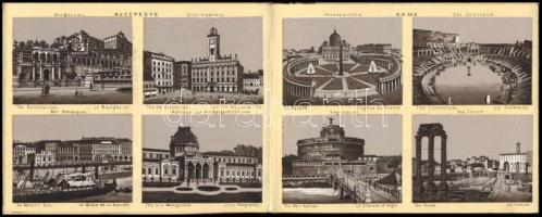 ca 1880 Reise an die Welt 28 lapon 120 képet tartalmazó leporelló a világ városainak közöttük Budape...