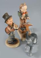 3 darab sérült figura, közte ritka Hummel figurák, m: 14 cm alatt
