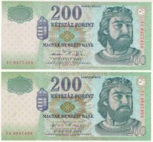 2006. 200Ft "FC 0477459" + 2007. 200Ft "FA 4947409" T:AU egyiken kis folt Adamo F53