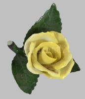 Herendi sárga rózsa. Jelzett, kis kopással, 8x9 cm