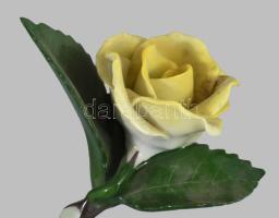 Herendi sárga rózsa. Jelzett, kis kopással, 8x9 cm