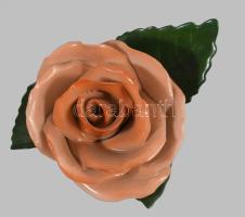 Herendi vörös rózsa. Jelzett, kis minimális pattogzással, 8x9 cm